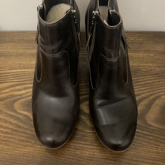 UGG Brown Lodge Meredith Shearling Lined Wedge Ankle Boots Size 10 - Picture 6 of 11